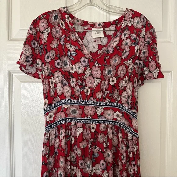 Red Midi Sundress with Smocked Tiered Design for Casual Wear - Picture 3 of 11